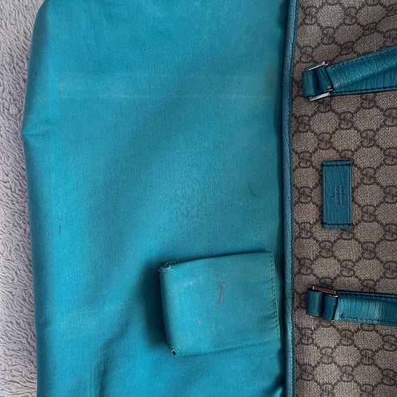 AUTHENTIC GUCCI BLUE COATED LEATHER Gg SUPREME TOTE BAG - Picture 7 of 16